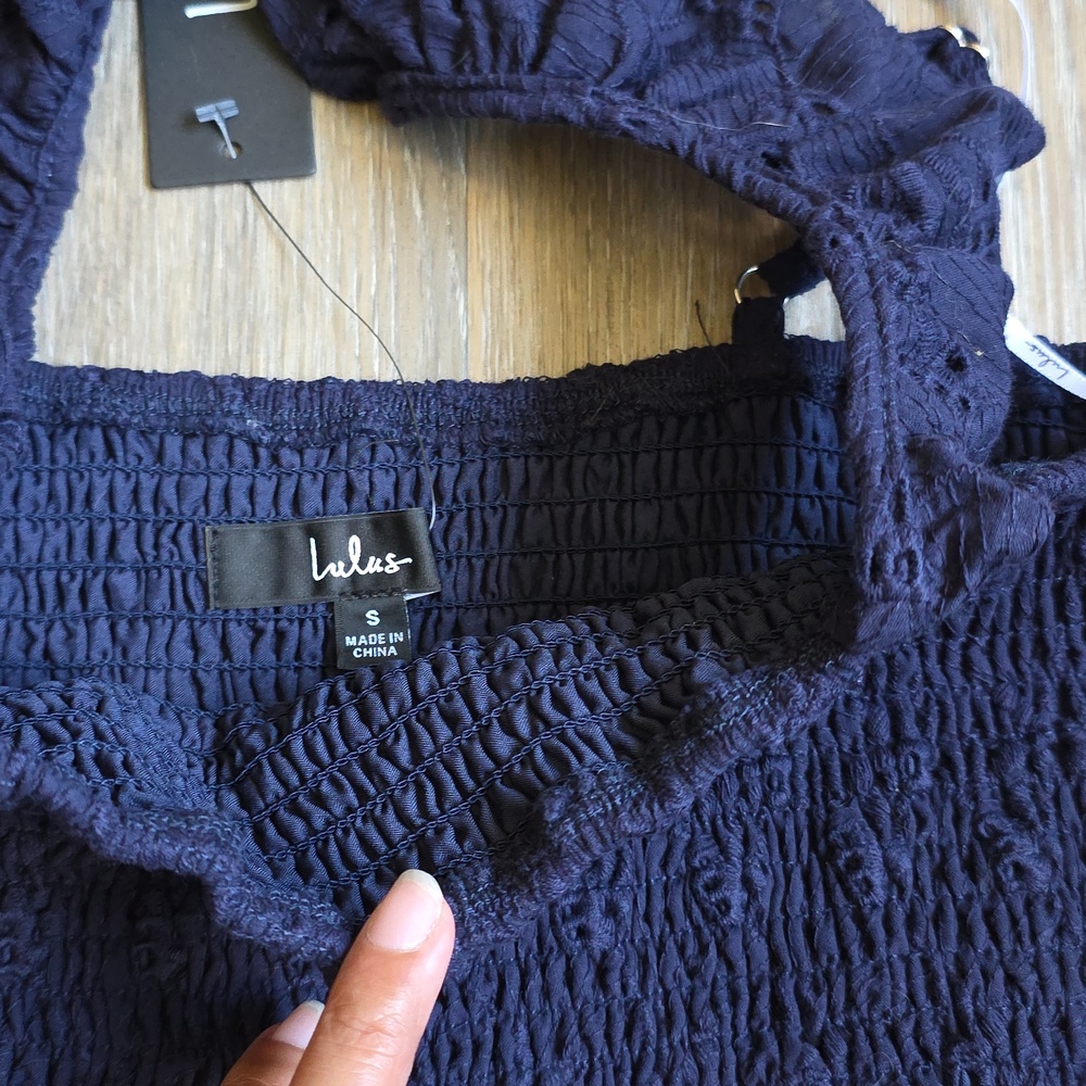 Lulu's Navy Eyelet Smocked Sundress - Picture 8 of 16